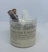 Load image into Gallery viewer, Palo Santo, Tigers Eye, Selenite Kandle
